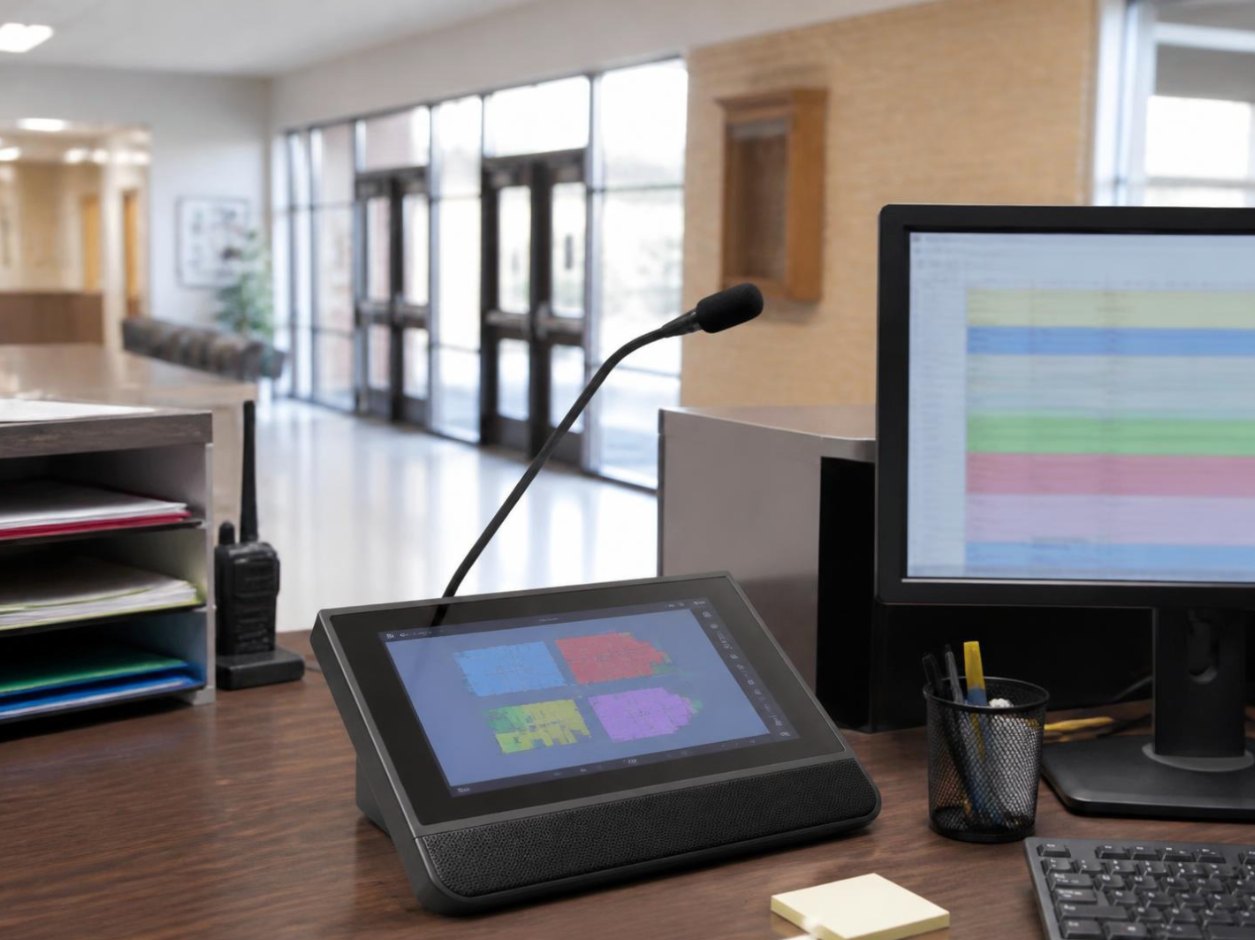 Paging console in the school office